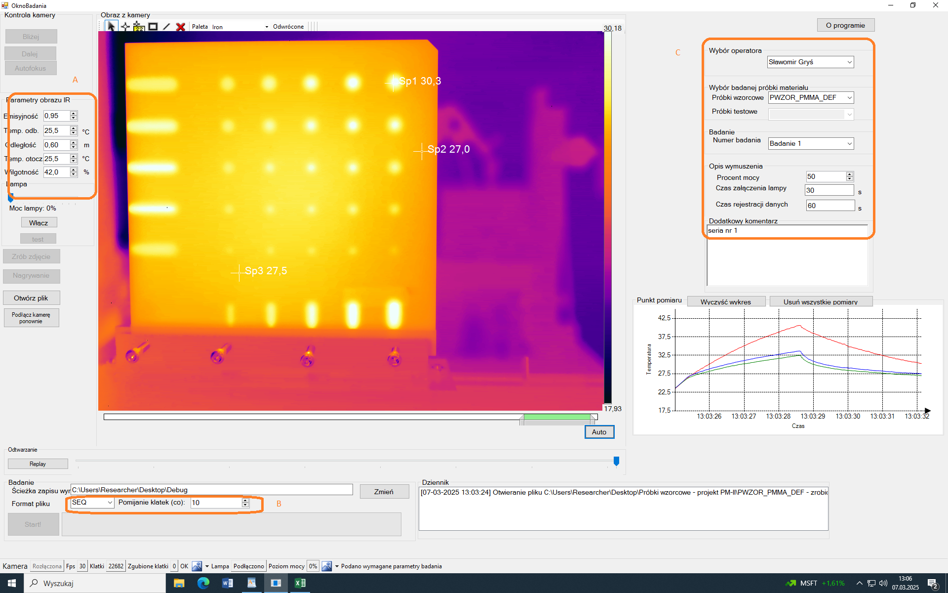 Thermographic Testing Application - Measurement Station
